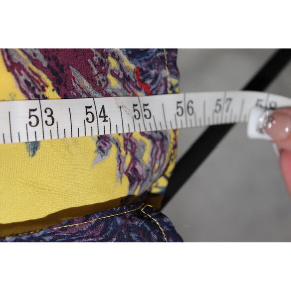 Guess Yellow Japanese Watercolor Tiger Dress Floral Hollywood Sun Halter Medium - Picture 12 of 16